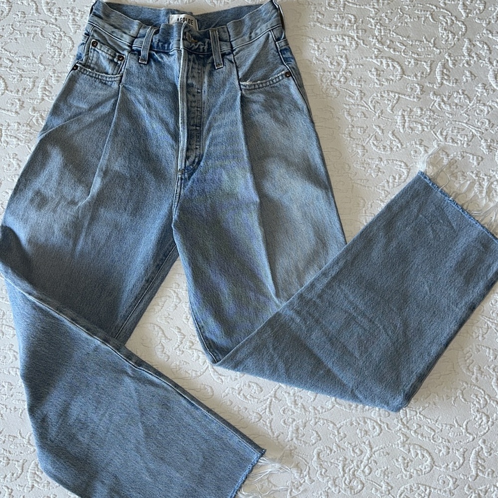 Agolde Folded Waistband Straight Leg Jeans in Sideline - Picture 12 of 14